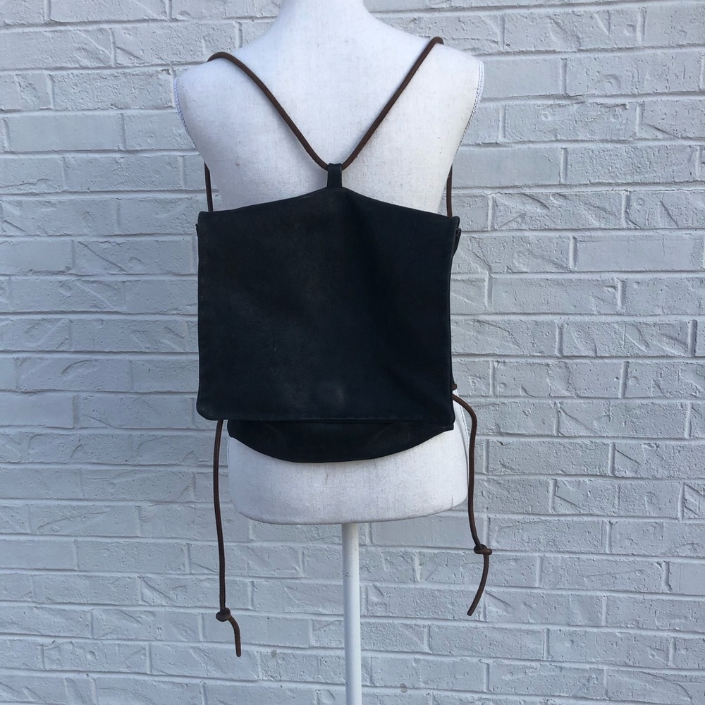 Rare Monserat de Lucca textured leather flap backpack style bag